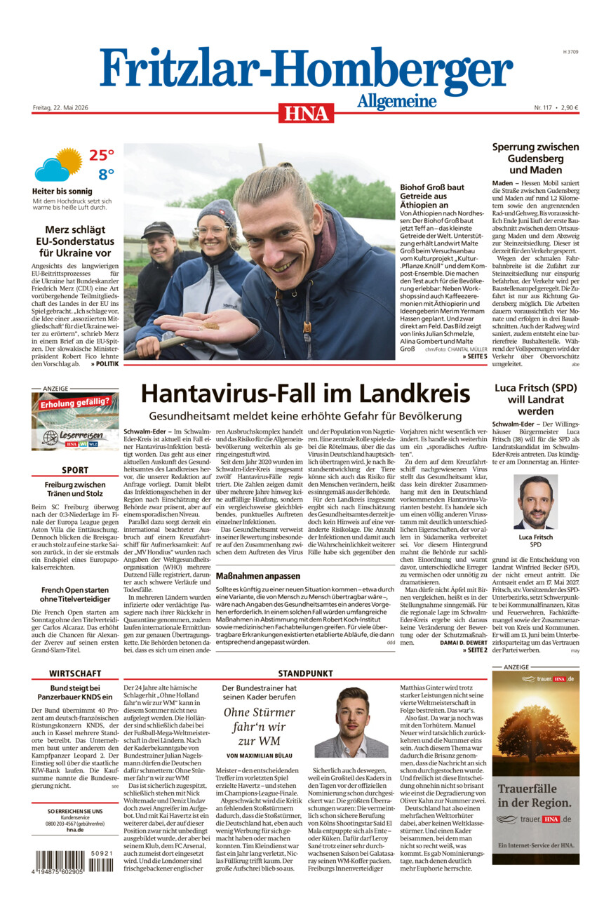Fritzlar-Homberger Allgemeine vom Freitag, 22.05.2026