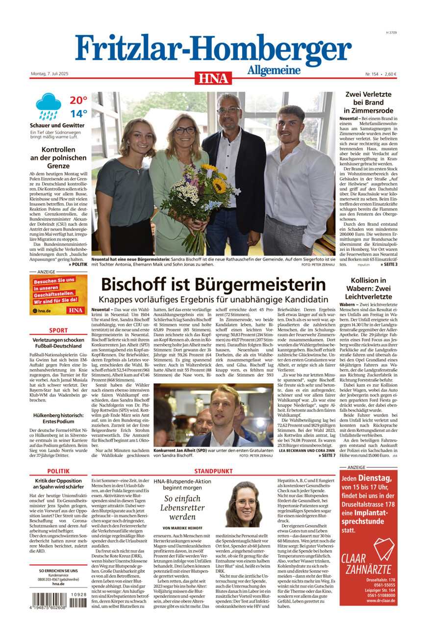 Fritzlar-Homberger Allgemeine vom Montag, 07.07.2025