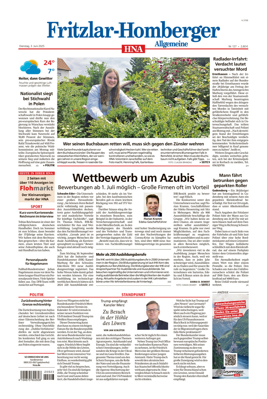 Fritzlar-Homberger Allgemeine vom Dienstag, 03.06.2025