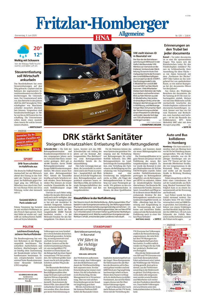 Fritzlar-Homberger Allgemeine vom Donnerstag, 05.06.2025