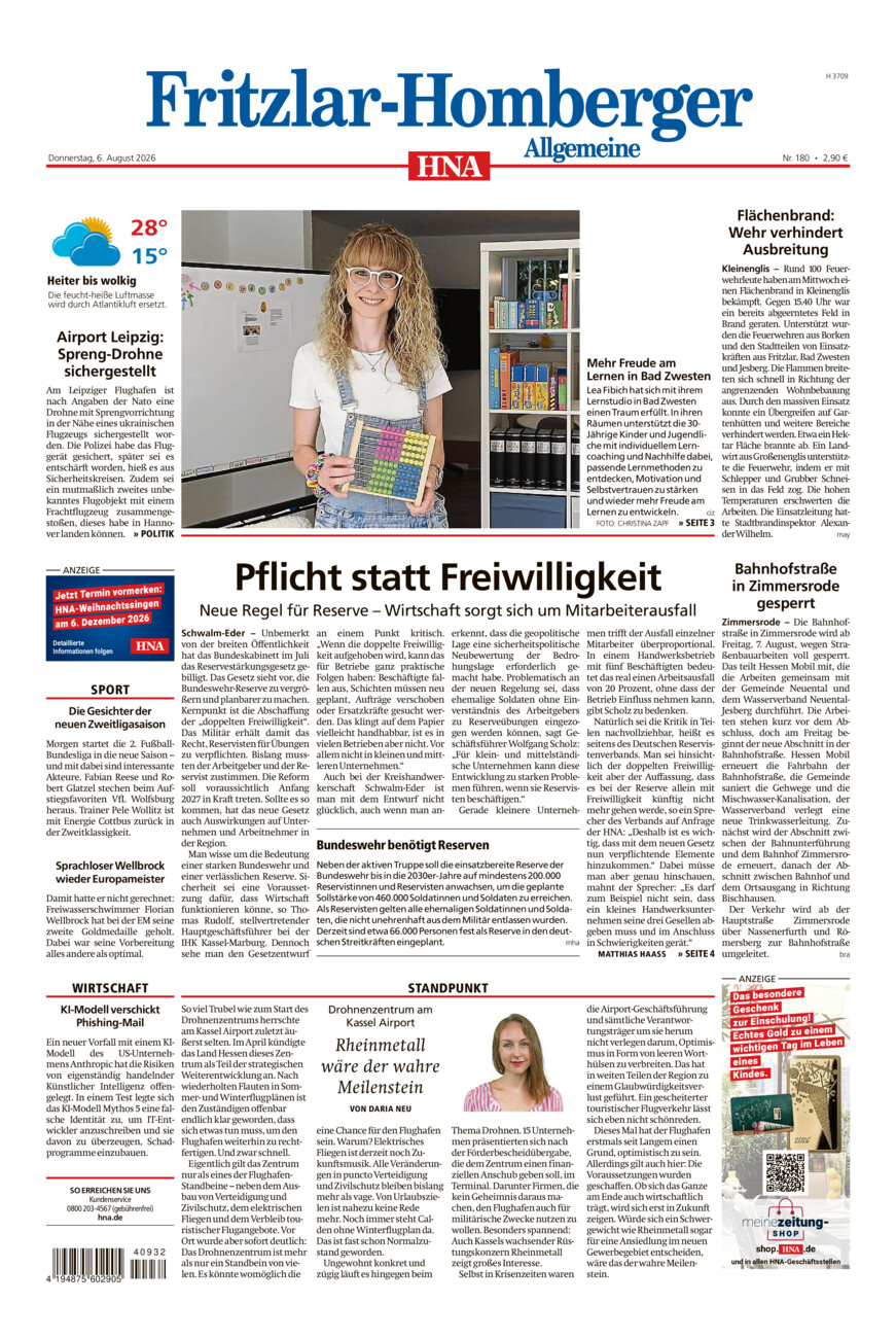 Fritzlar-Homberger Allgemeine vom Donnerstag, 06.08.2026