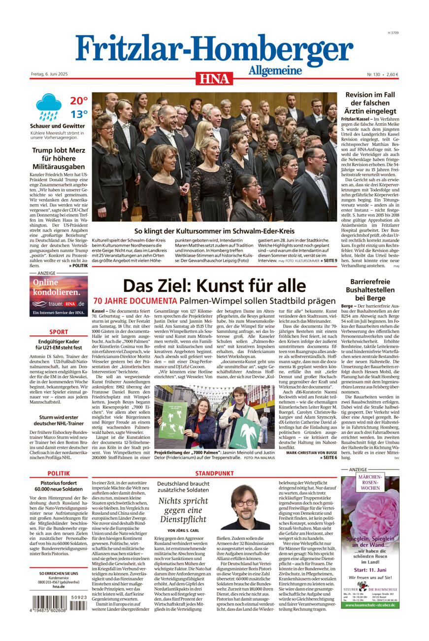 Fritzlar-Homberger Allgemeine vom Freitag, 06.06.2025
