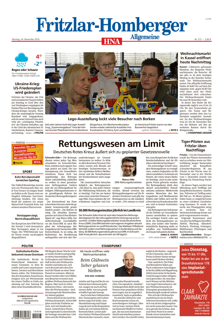 Fritzlar-Homberger Allgemeine vom Montag, 24.11.2025