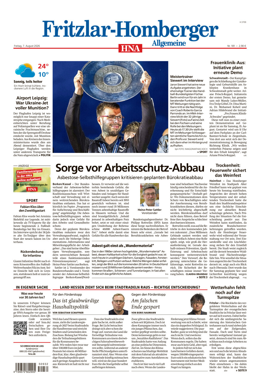 Fritzlar-Homberger Allgemeine vom Freitag, 07.08.2026