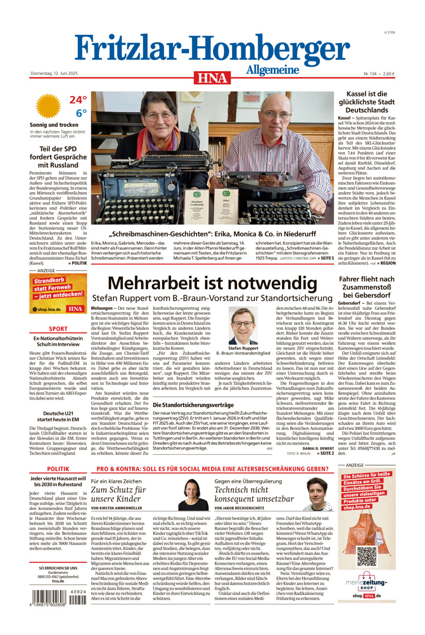 Fritzlar-Homberger Allgemeine vom Donnerstag, 12.06.2025