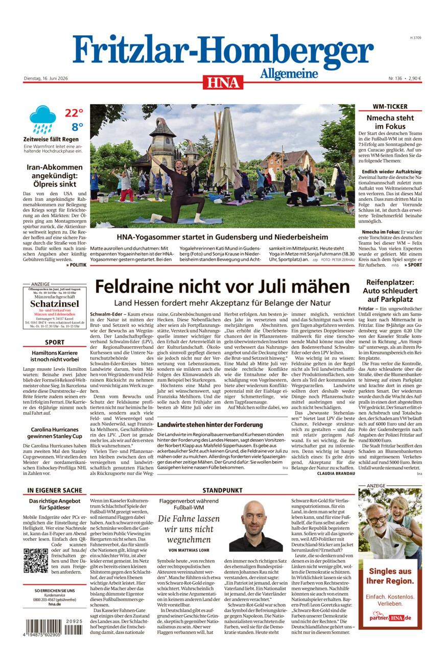 Fritzlar-Homberger Allgemeine vom Dienstag, 16.06.2026