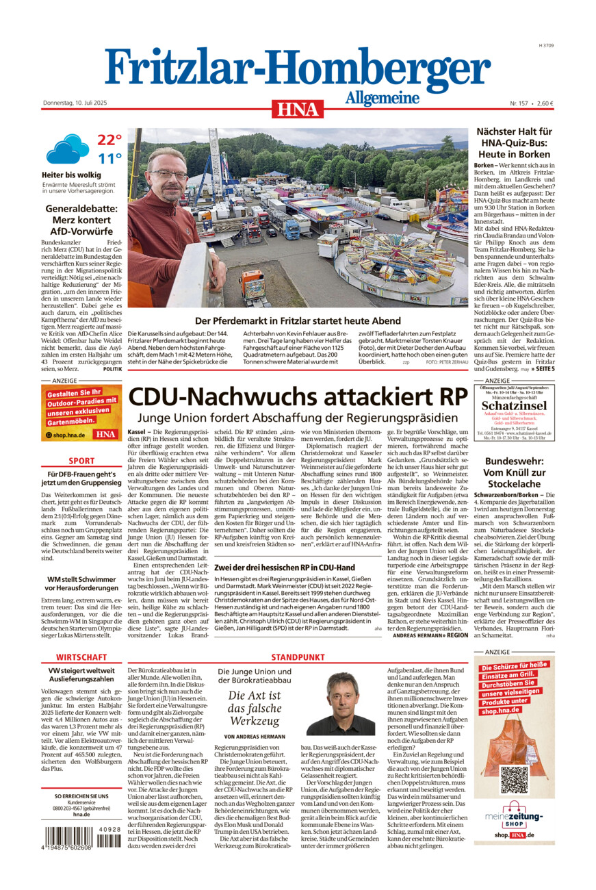 Fritzlar-Homberger Allgemeine vom Donnerstag, 10.07.2025