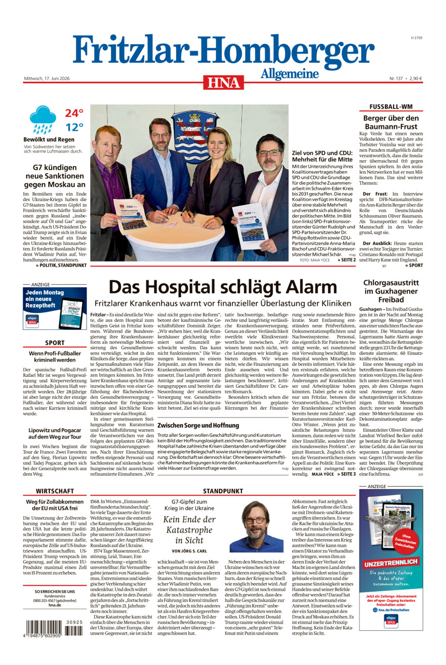 Fritzlar-Homberger Allgemeine vom Mittwoch, 17.06.2026
