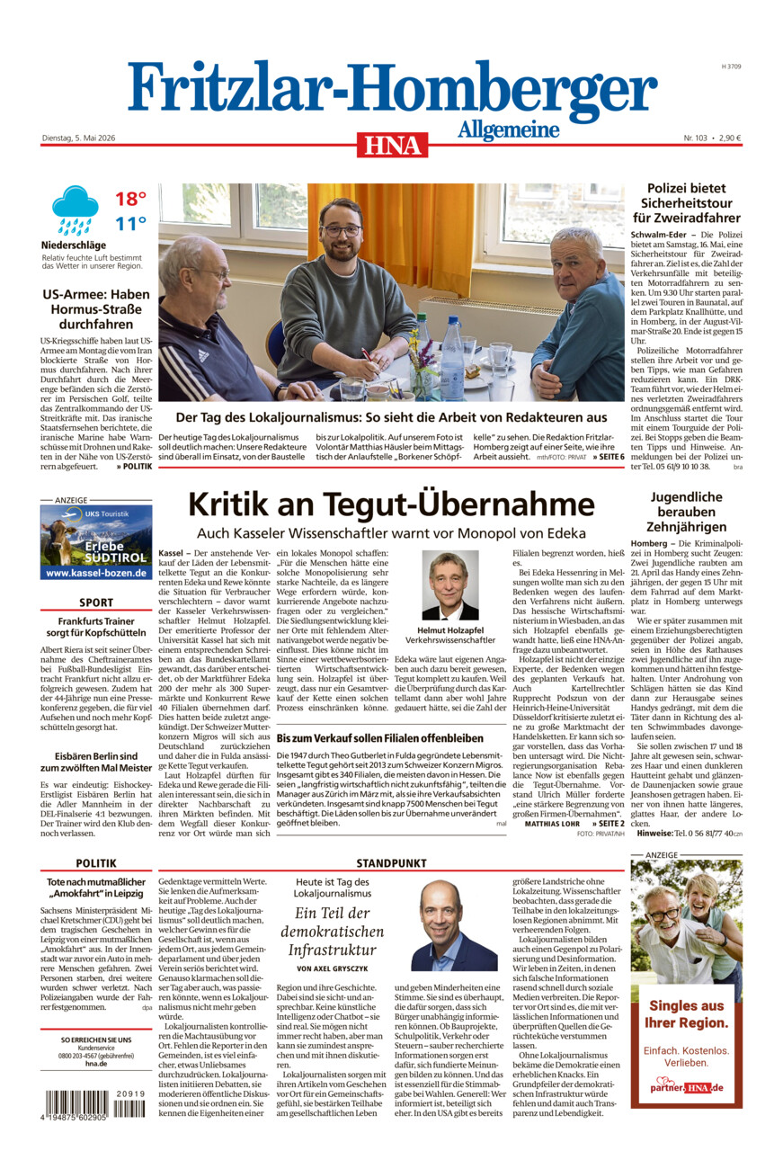 Fritzlar-Homberger Allgemeine vom Dienstag, 05.05.2026