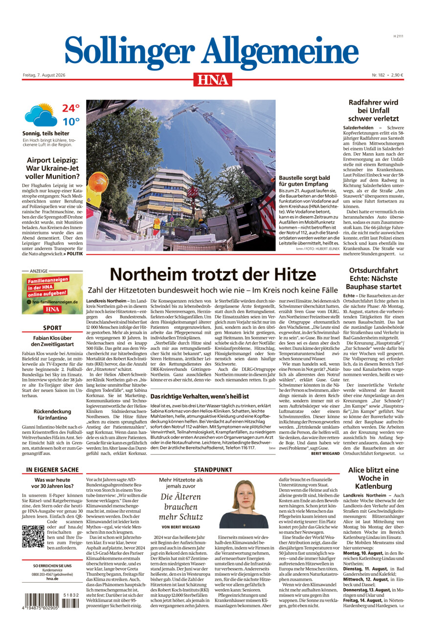 Sollinger Allgemeine vom Freitag, 07.08.2026