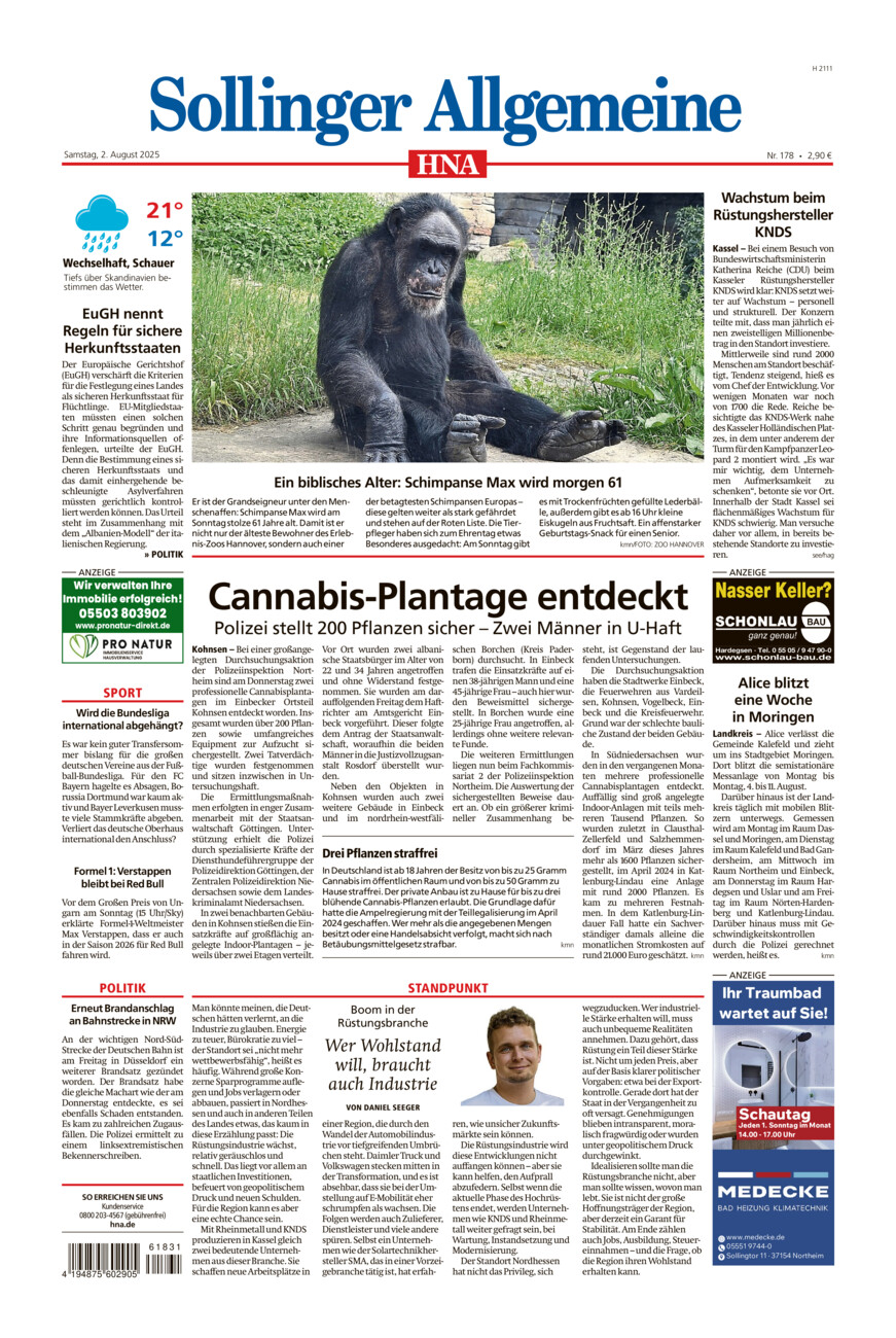 Sollinger Allgemeine vom Samstag, 02.08.2025