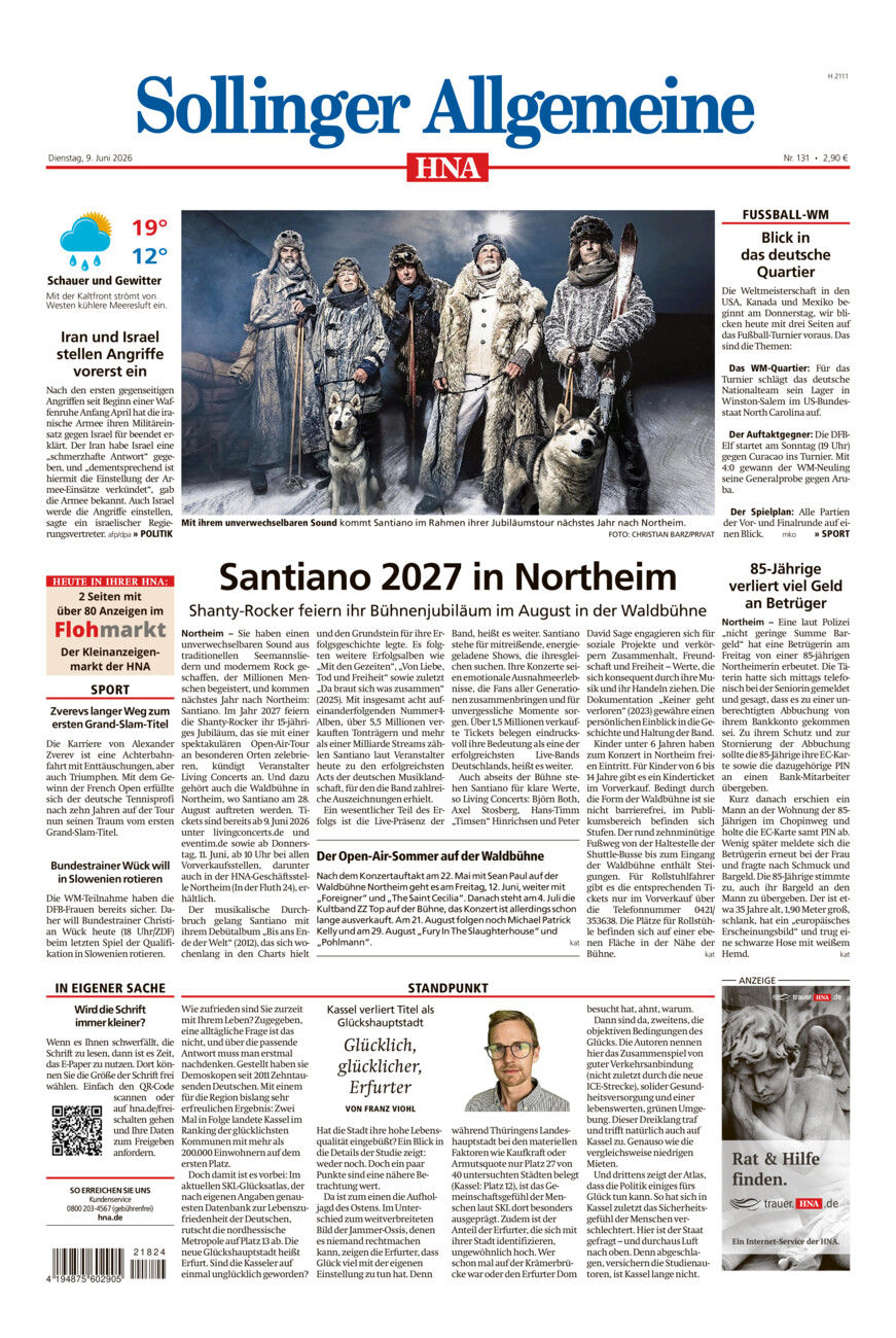 Sollinger Allgemeine vom Dienstag, 09.06.2026