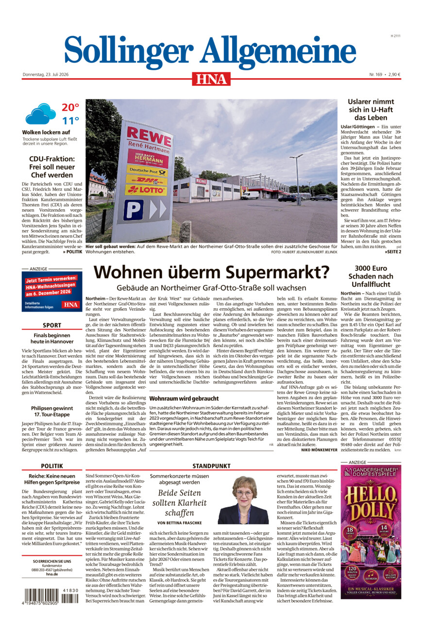 Sollinger Allgemeine vom Donnerstag, 23.07.2026