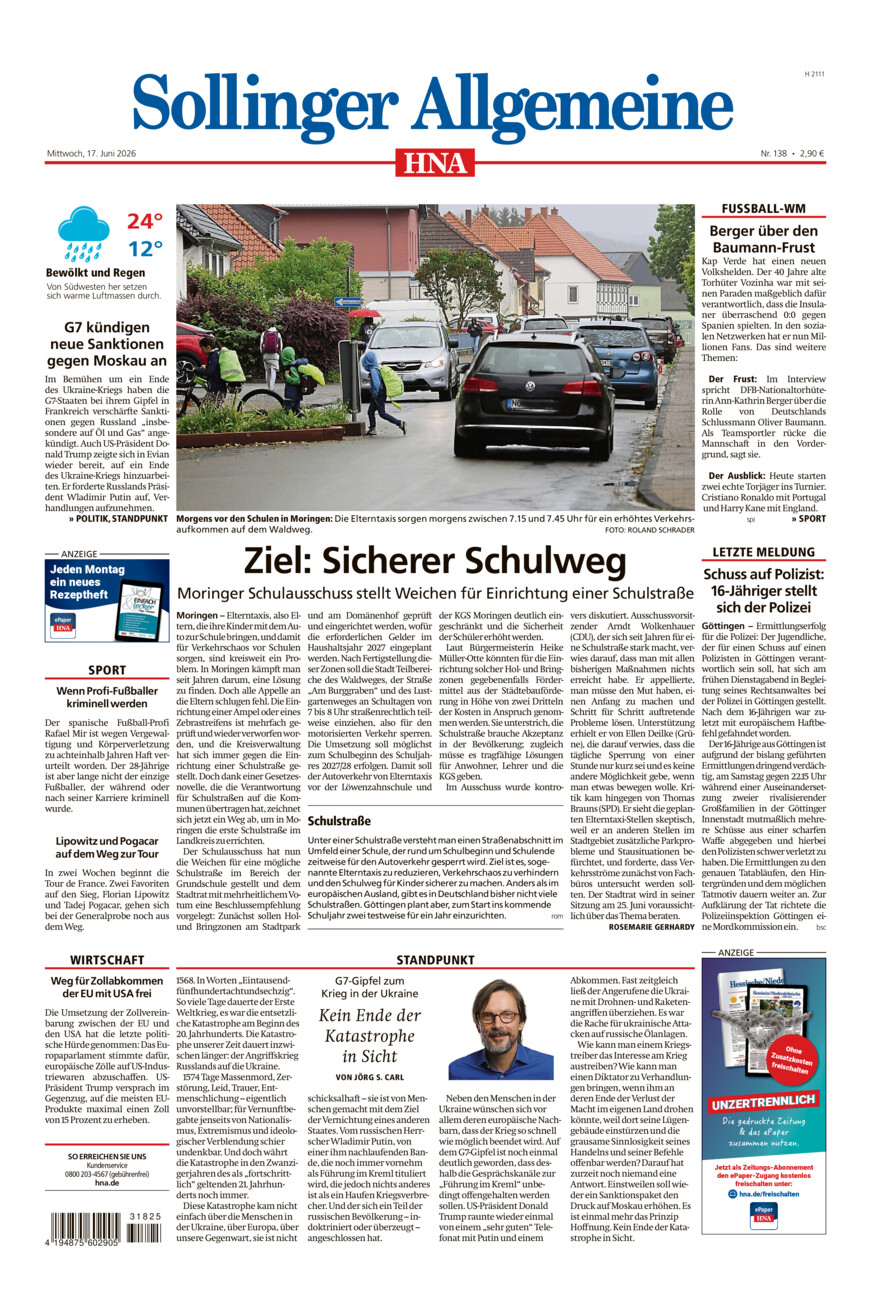 Sollinger Allgemeine vom Mittwoch, 17.06.2026