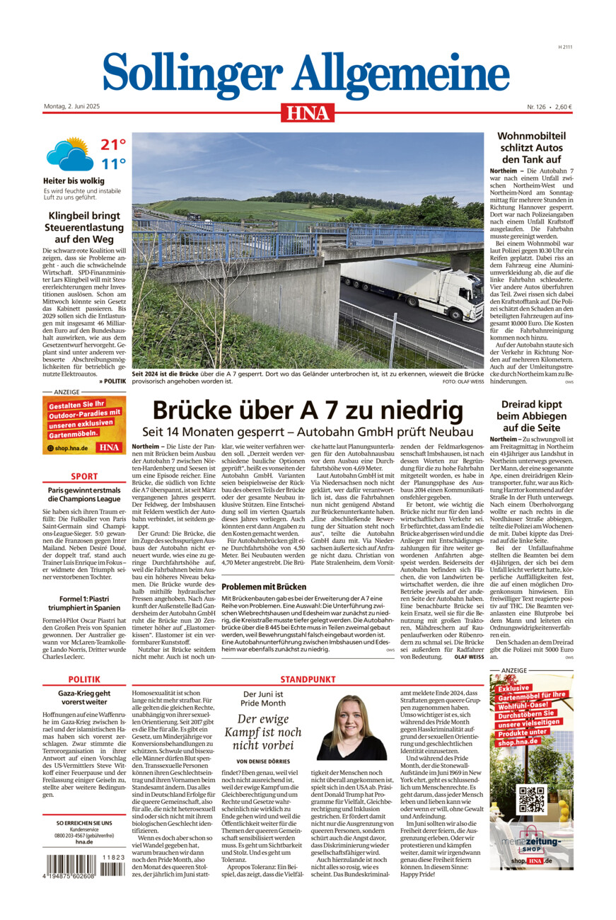 Sollinger Allgemeine vom Montag, 02.06.2025