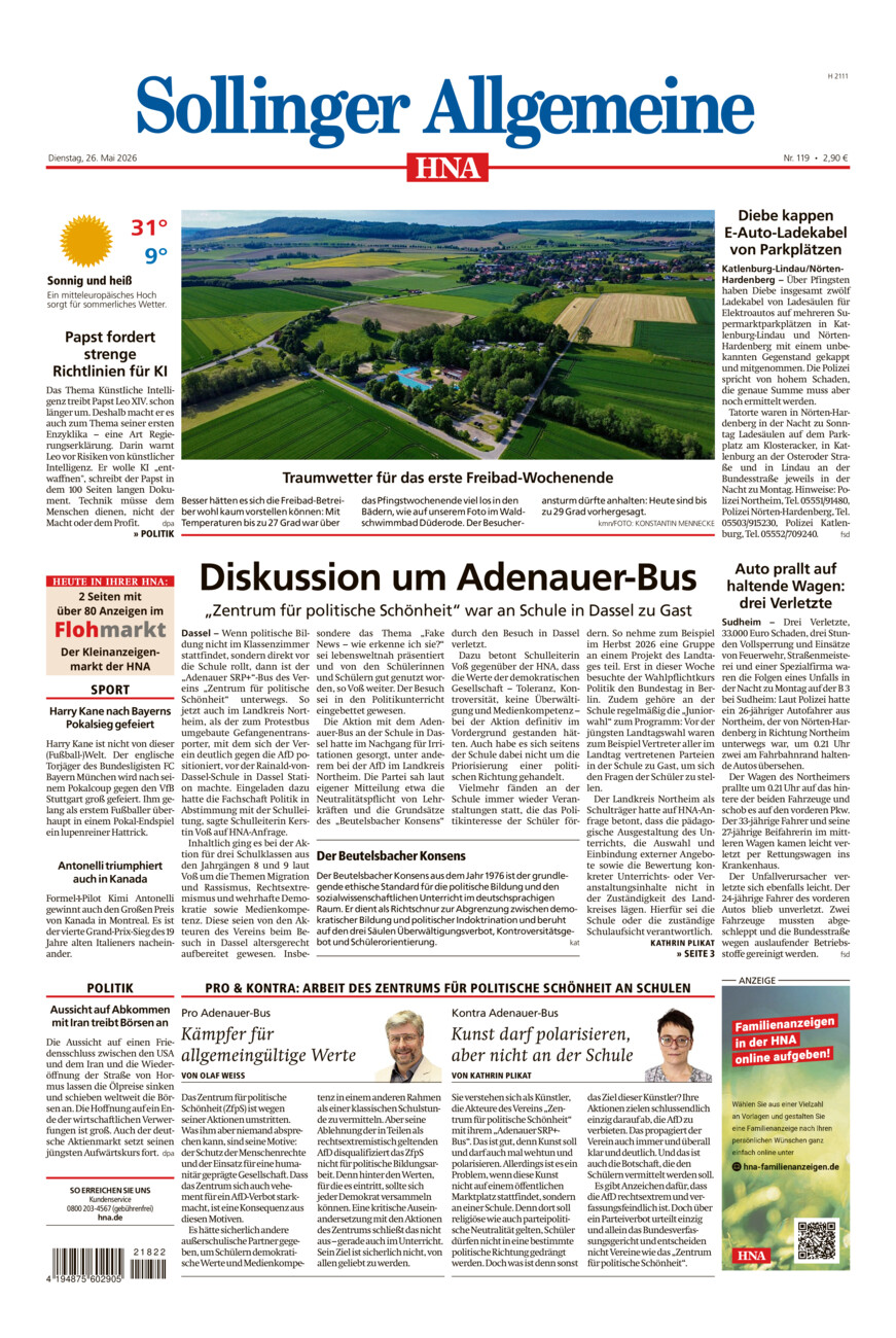Sollinger Allgemeine vom Dienstag, 26.05.2026