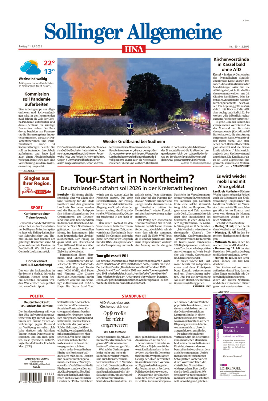 Sollinger Allgemeine vom Freitag, 11.07.2025