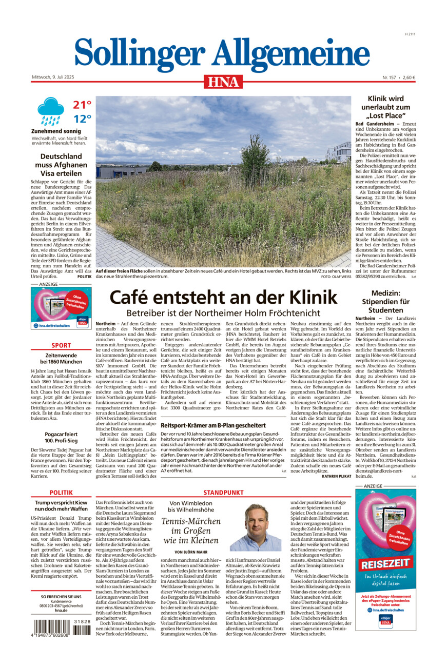 Sollinger Allgemeine vom Mittwoch, 09.07.2025