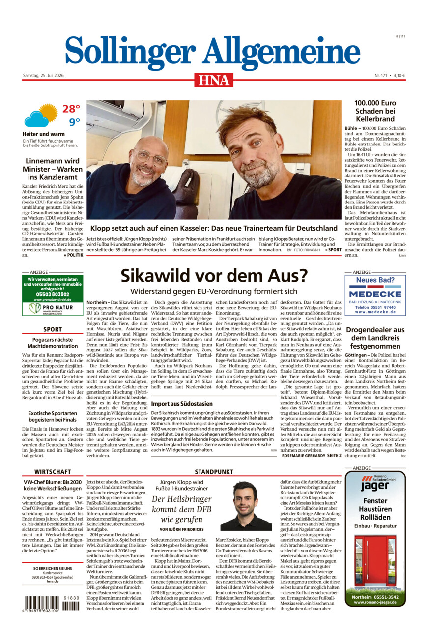 Sollinger Allgemeine vom Samstag, 25.07.2026
