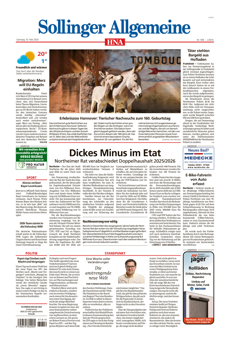 Sollinger Allgemeine vom Samstag, 10.05.2025