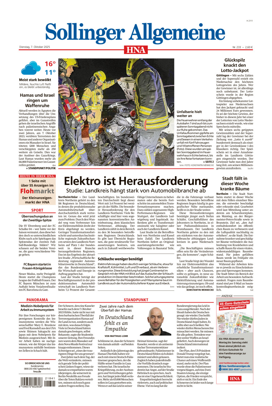 Sollinger Allgemeine vom Dienstag, 07.10.2025