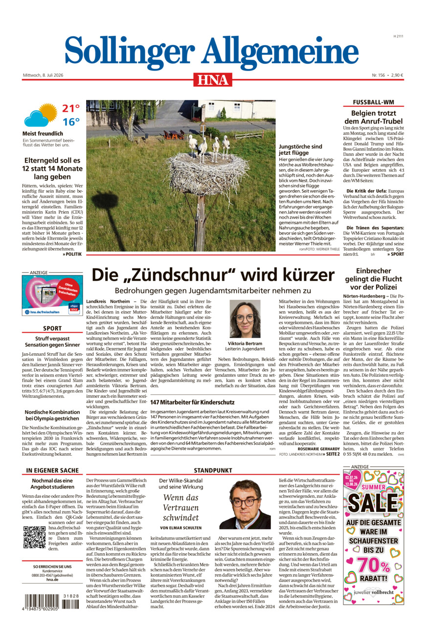 Sollinger Allgemeine vom Mittwoch, 08.07.2026