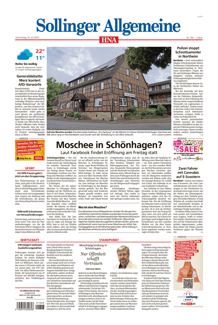 Sollinger Allgemeine vom Donnerstag, 10.07.2025