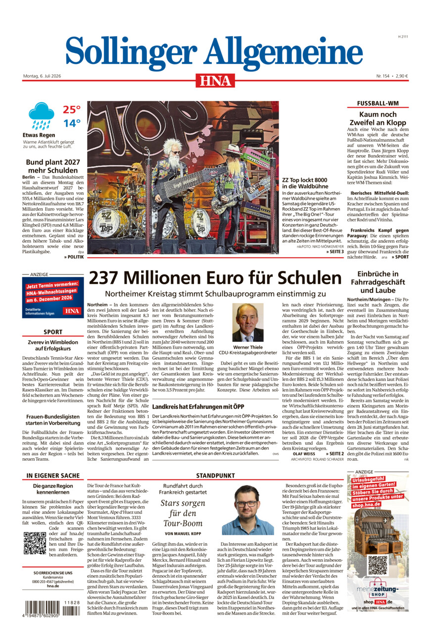 Sollinger Allgemeine vom Montag, 06.07.2026
