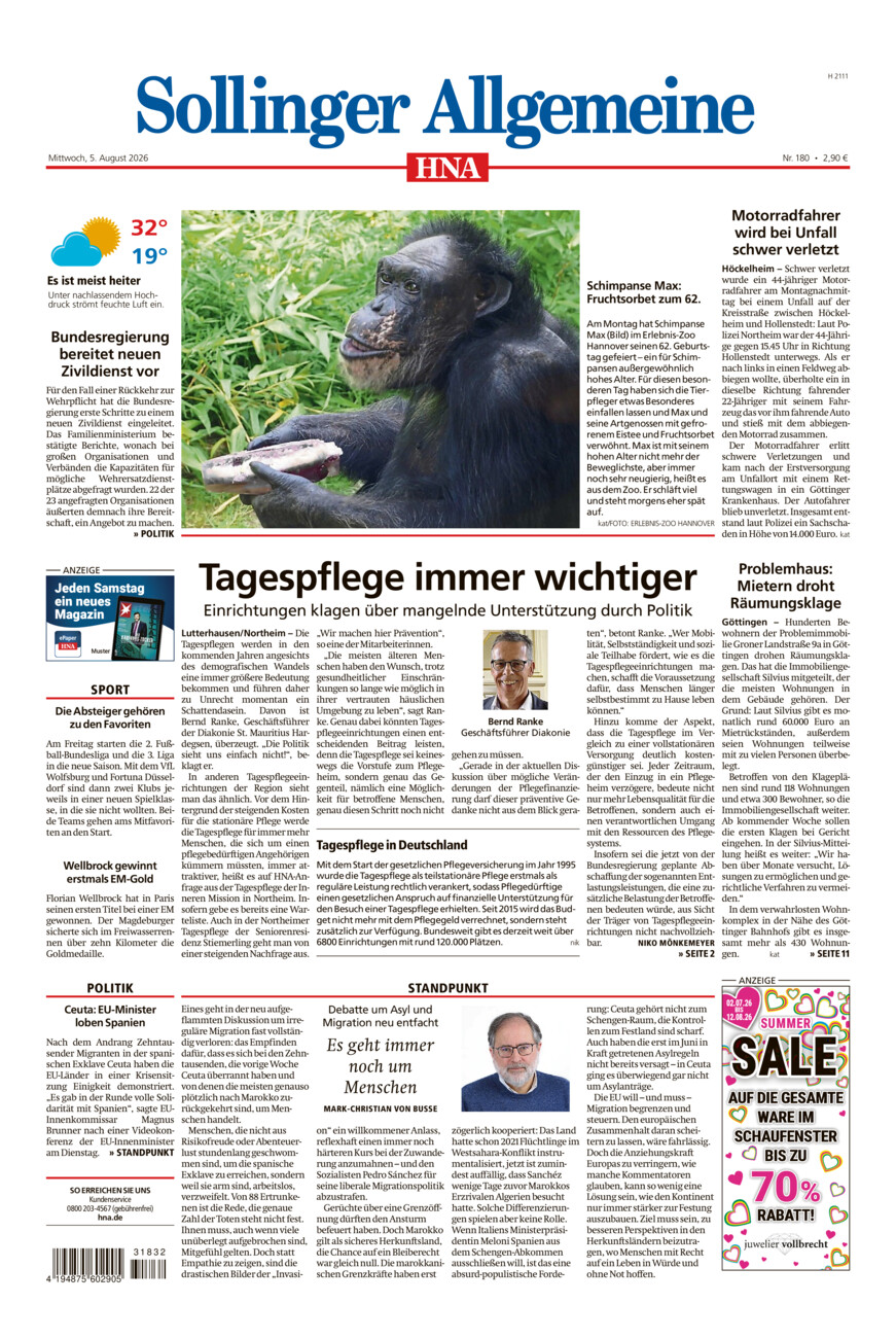 Sollinger Allgemeine vom Mittwoch, 05.08.2026