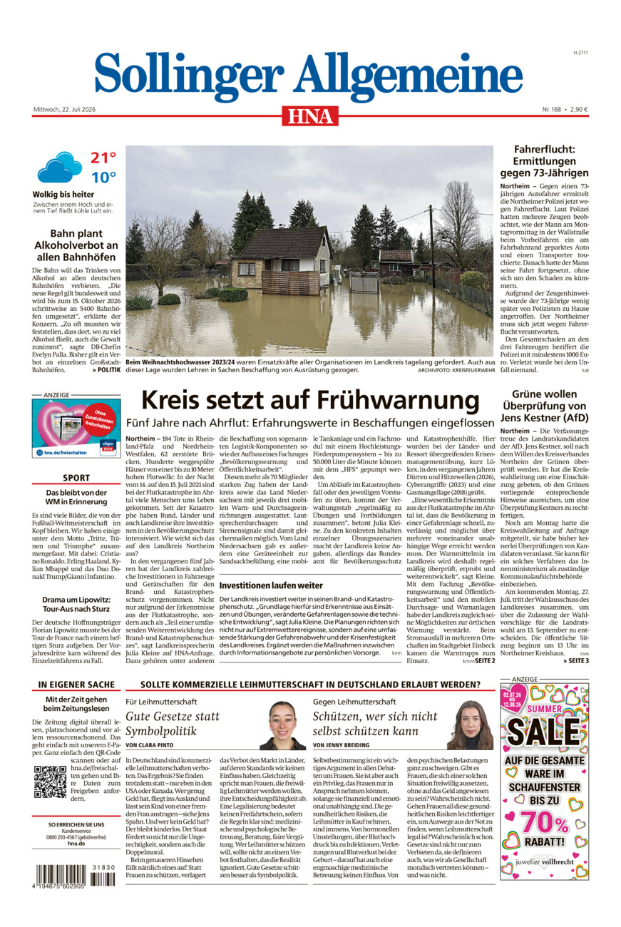 Sollinger Allgemeine vom Mittwoch, 22.07.2026