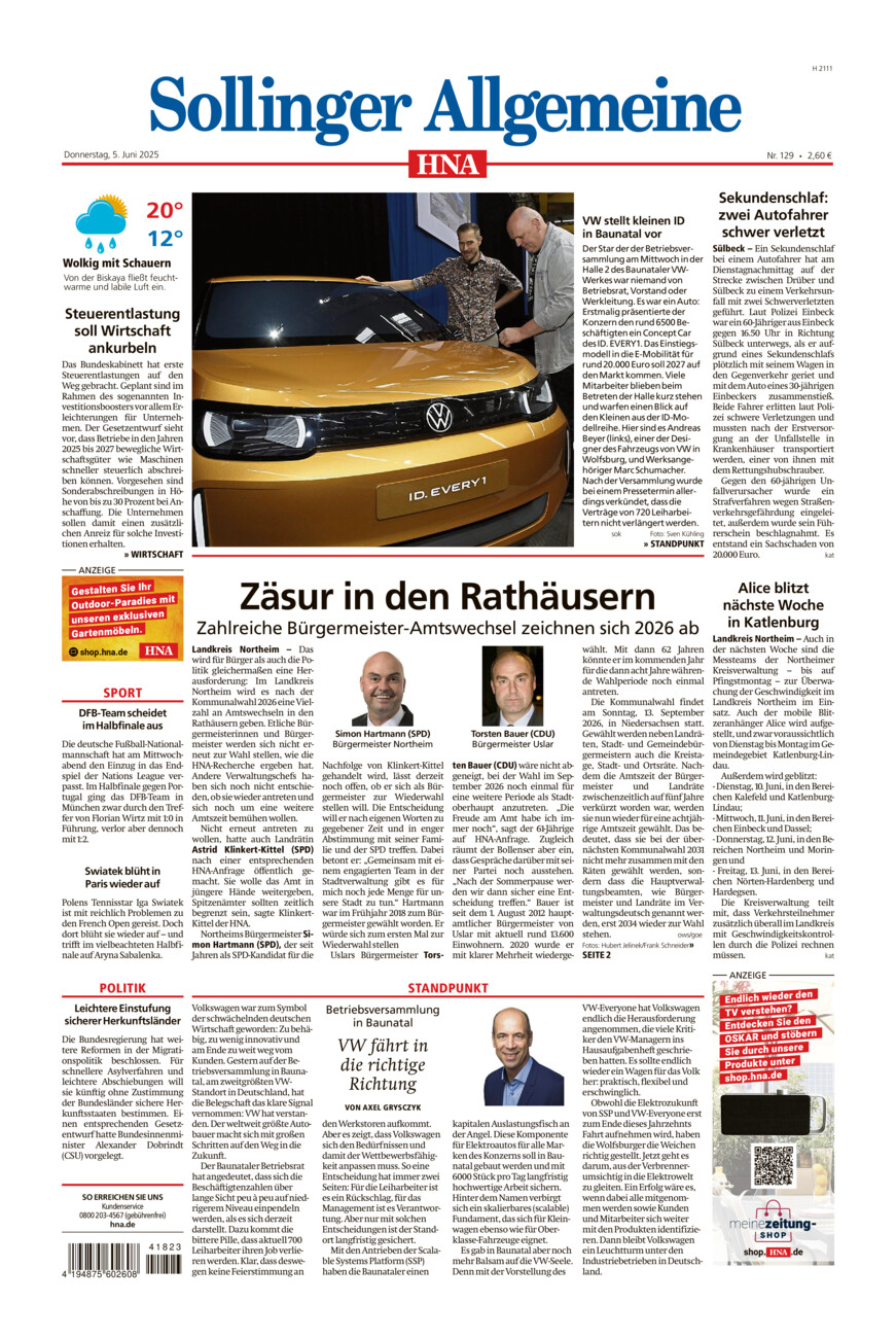Sollinger Allgemeine vom Donnerstag, 05.06.2025