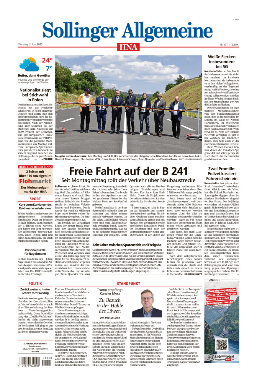 Sollinger Allgemeine vom Dienstag, 03.06.2025