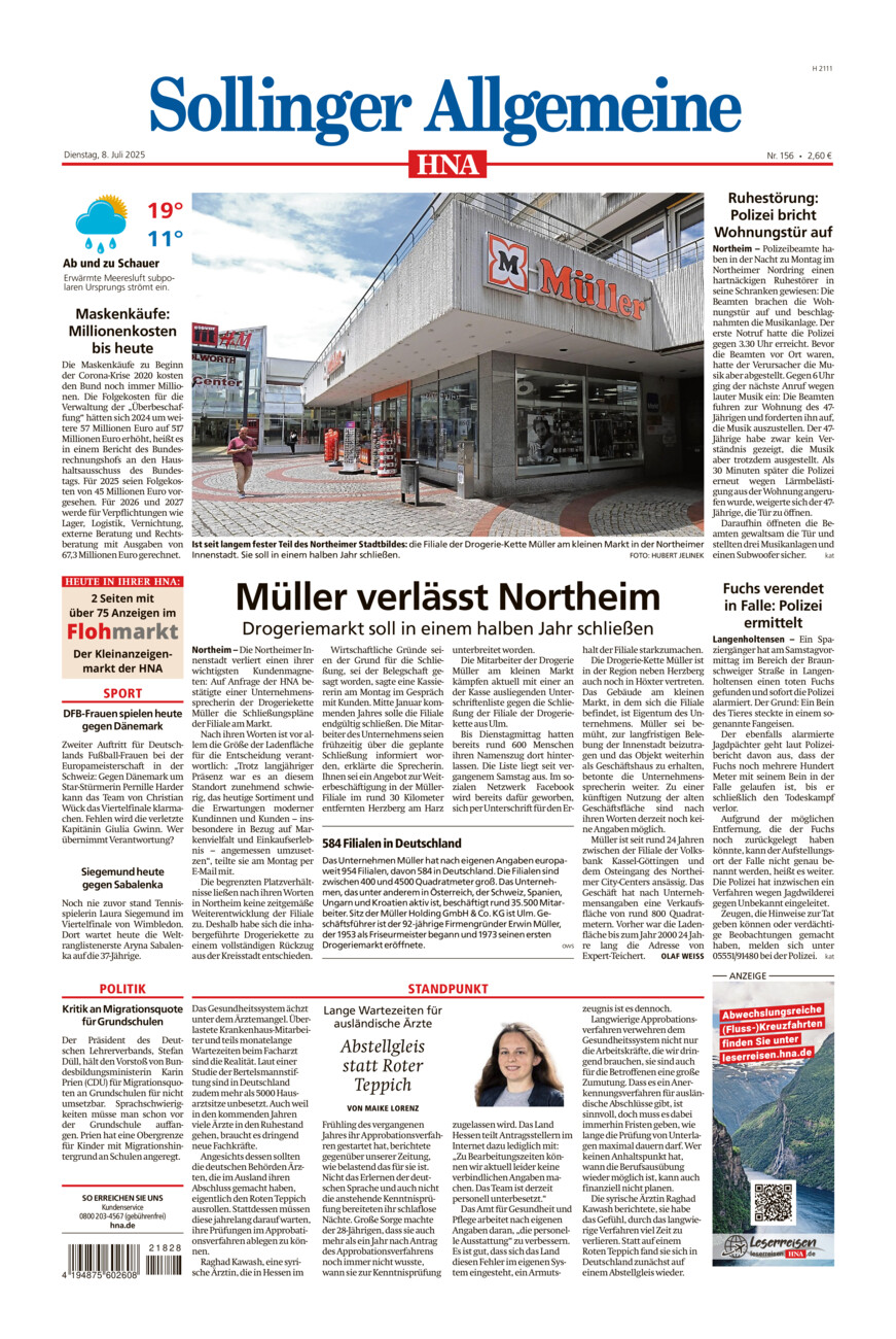 Sollinger Allgemeine vom Dienstag, 08.07.2025