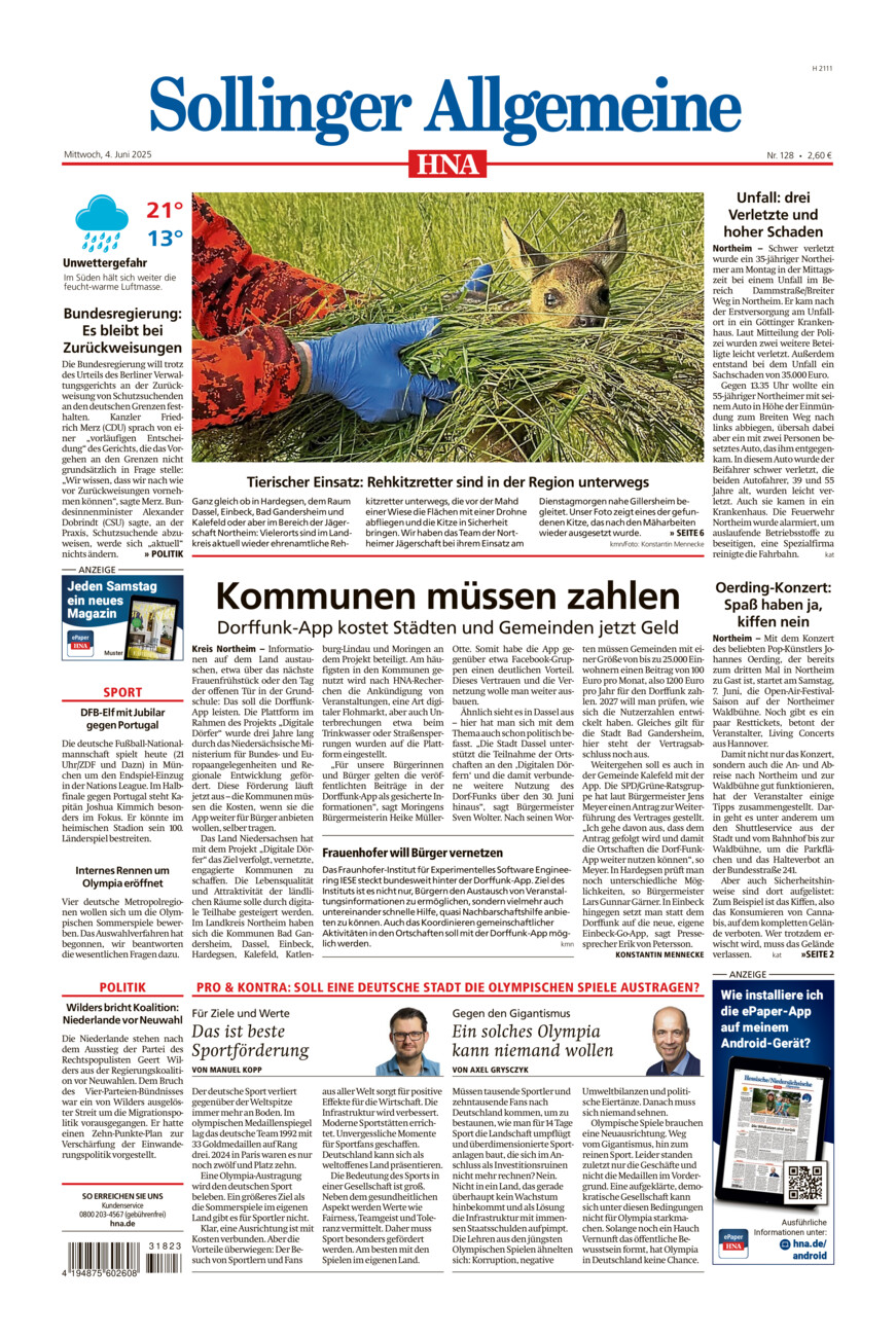 Sollinger Allgemeine vom Mittwoch, 04.06.2025