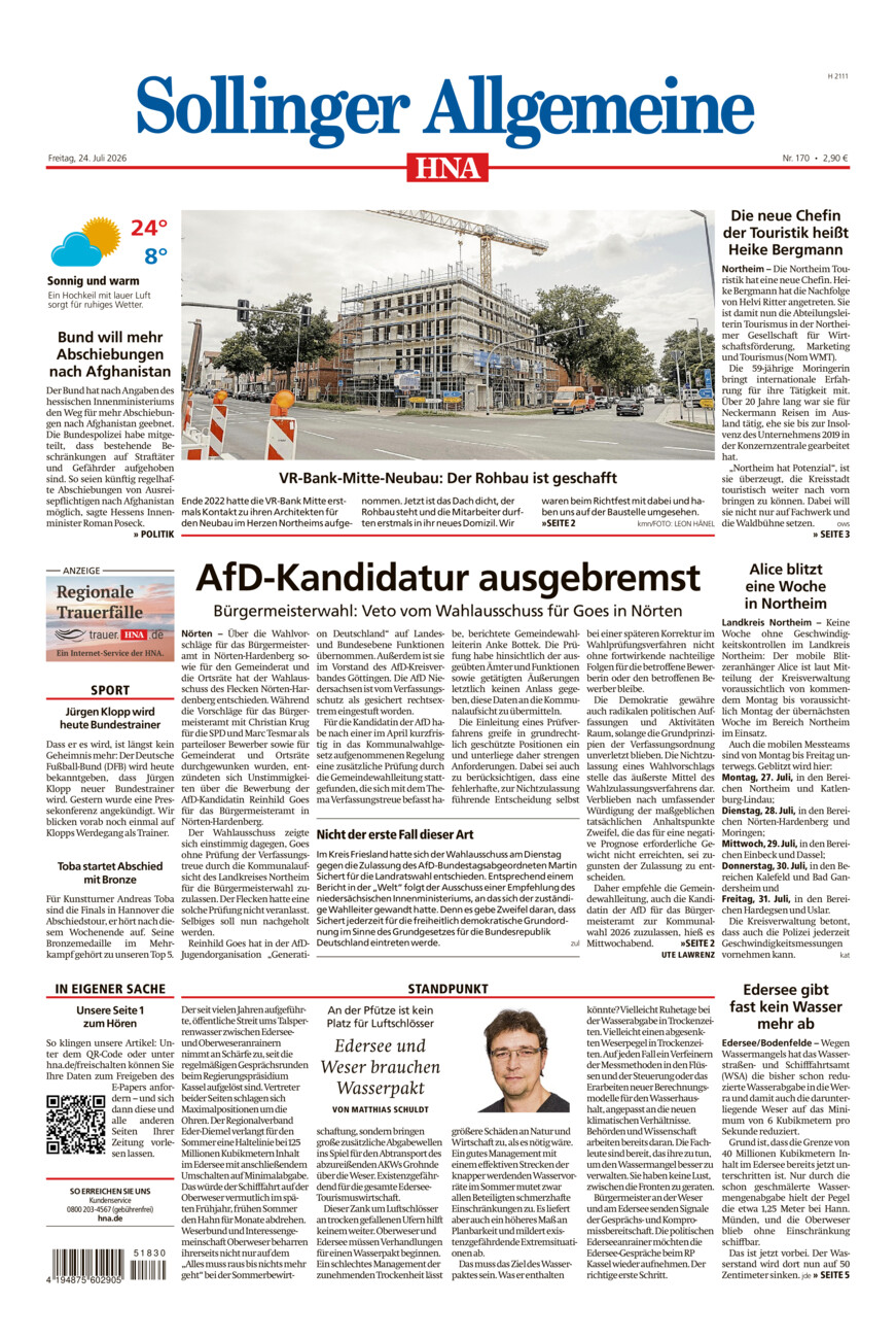 Sollinger Allgemeine vom Freitag, 24.07.2026