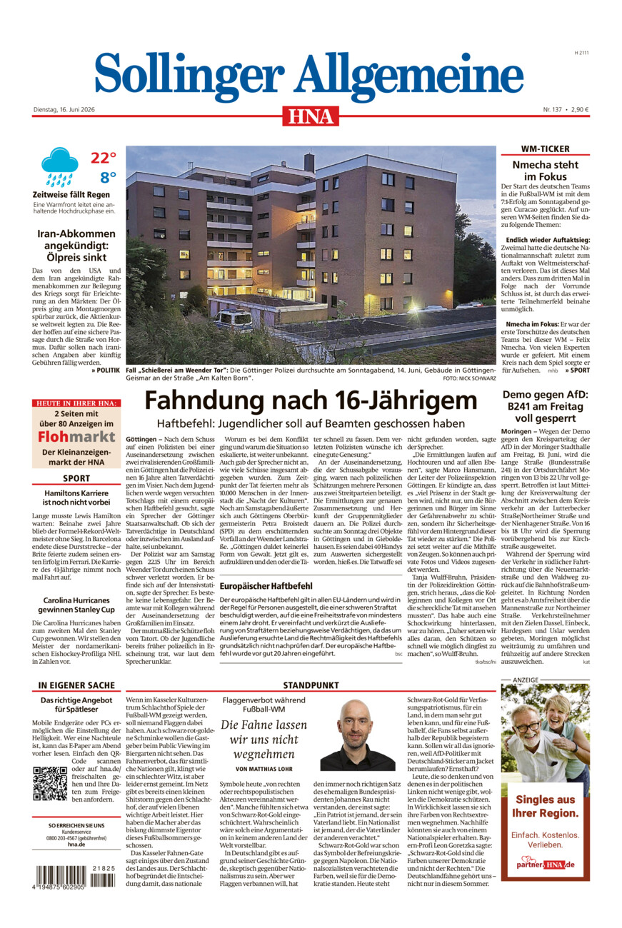 Sollinger Allgemeine vom Dienstag, 16.06.2026