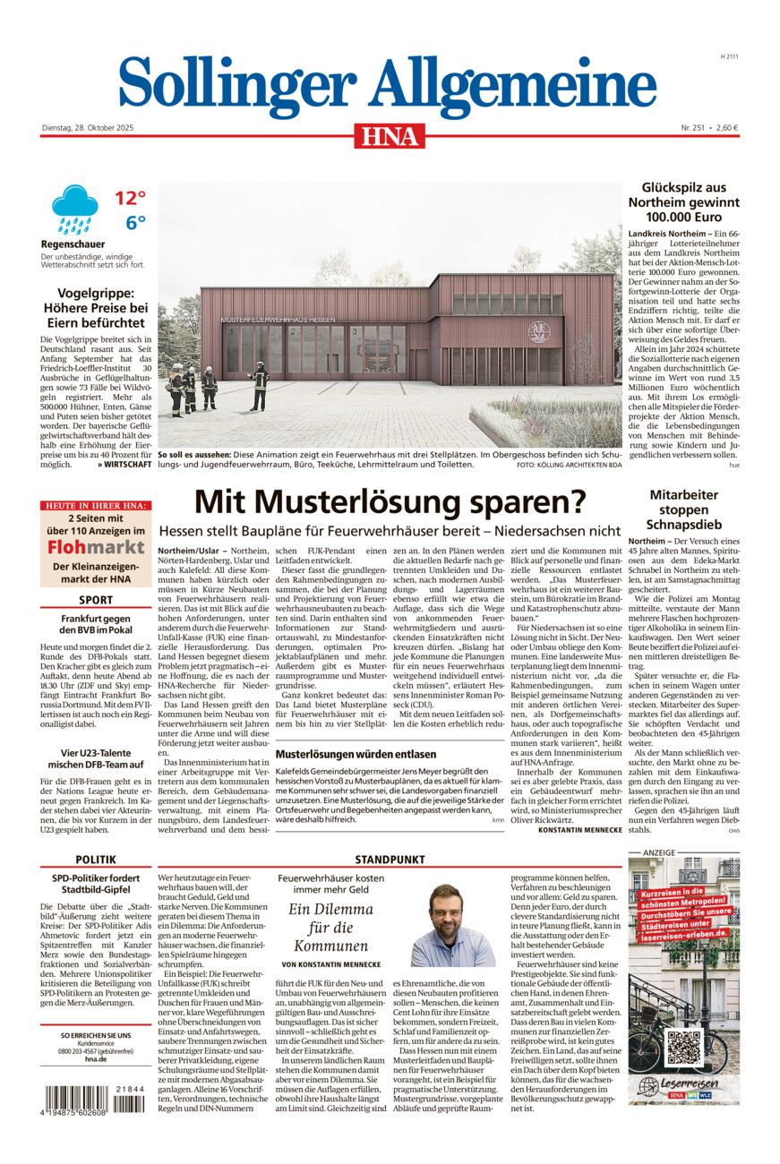 Sollinger Allgemeine vom Dienstag, 28.10.2025