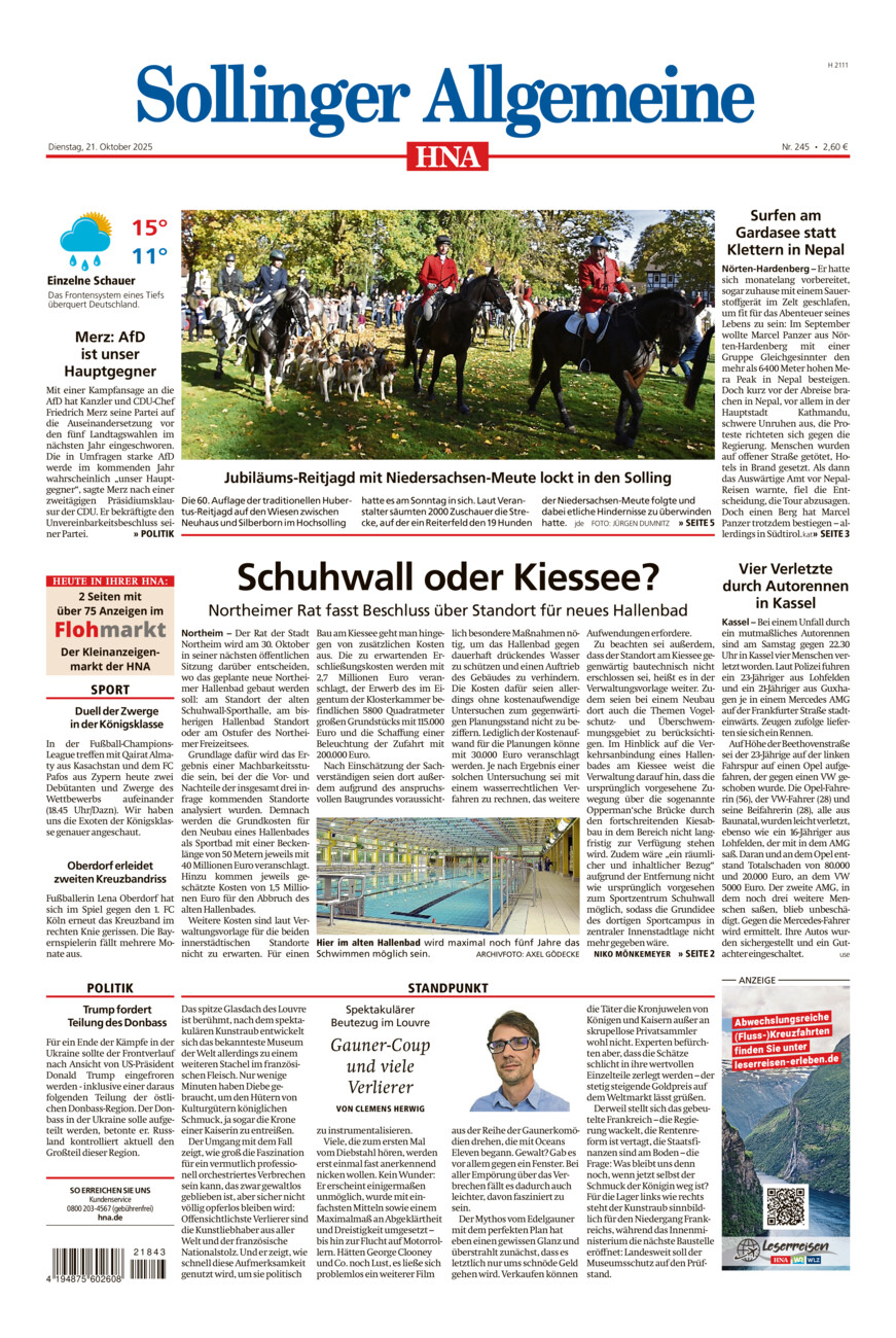Sollinger Allgemeine vom Dienstag, 21.10.2025