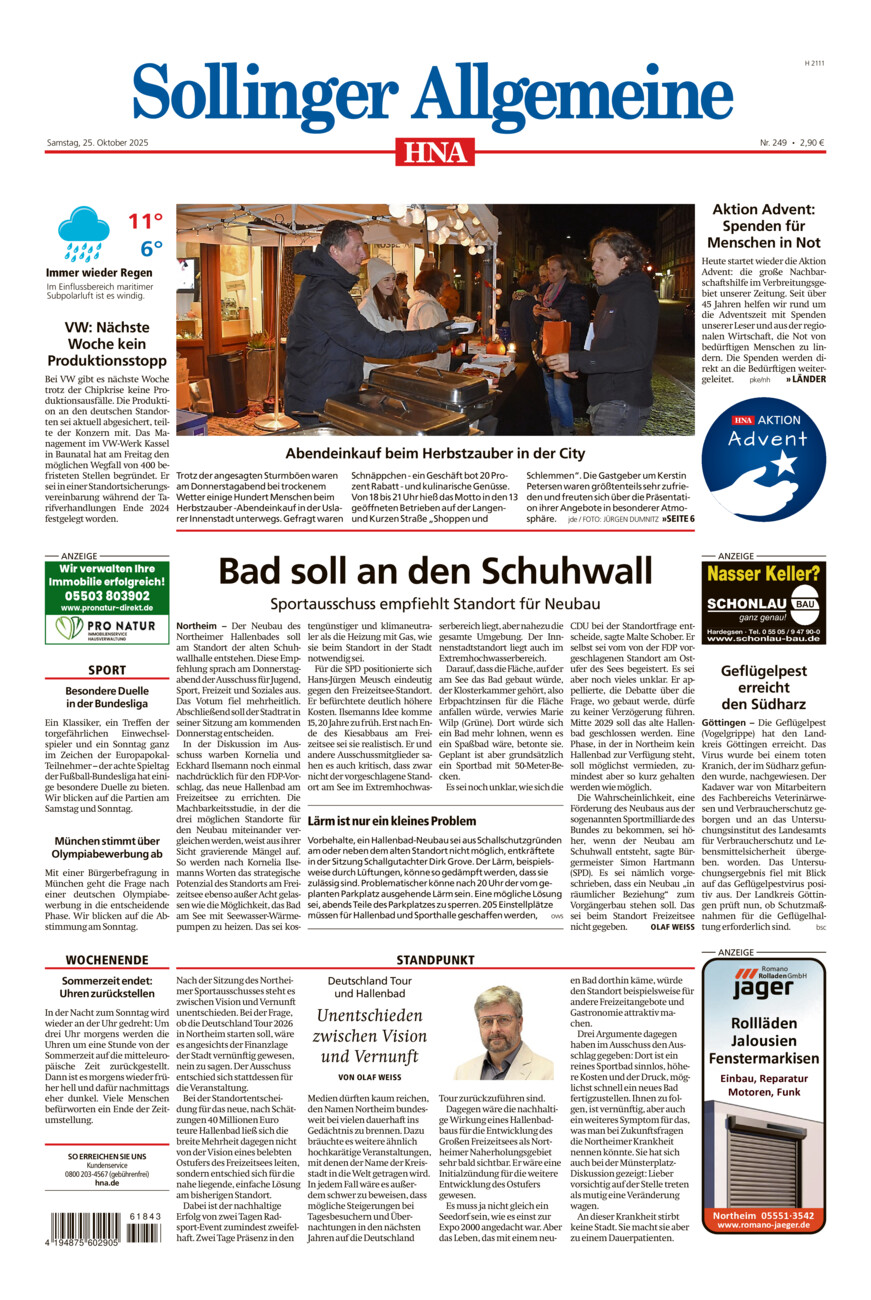 Sollinger Allgemeine vom Samstag, 25.10.2025