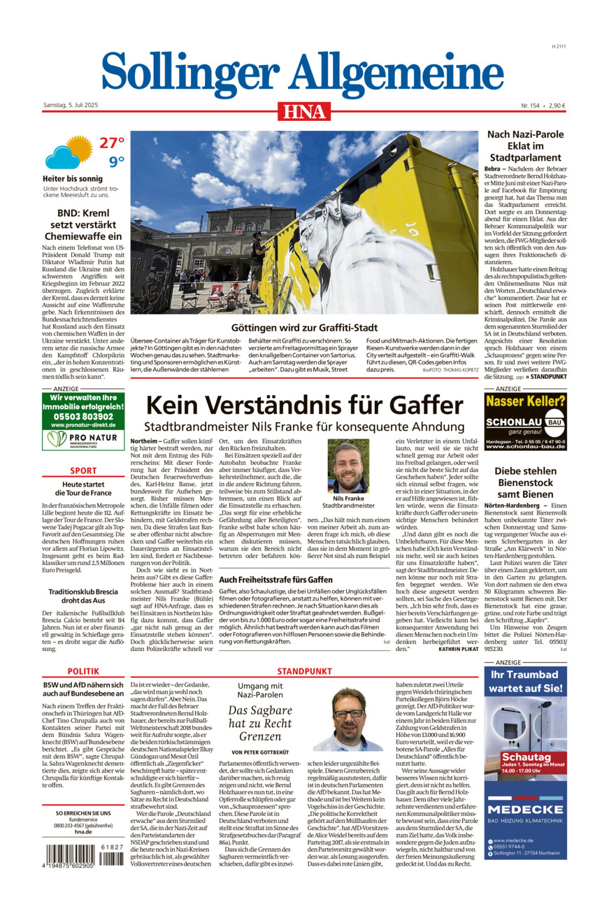 Sollinger Allgemeine vom Samstag, 05.07.2025