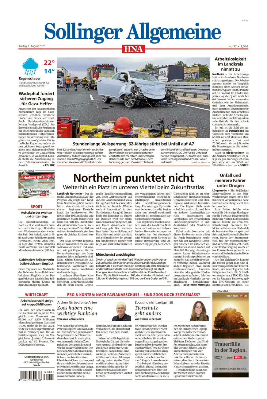 Sollinger Allgemeine vom Freitag, 01.08.2025