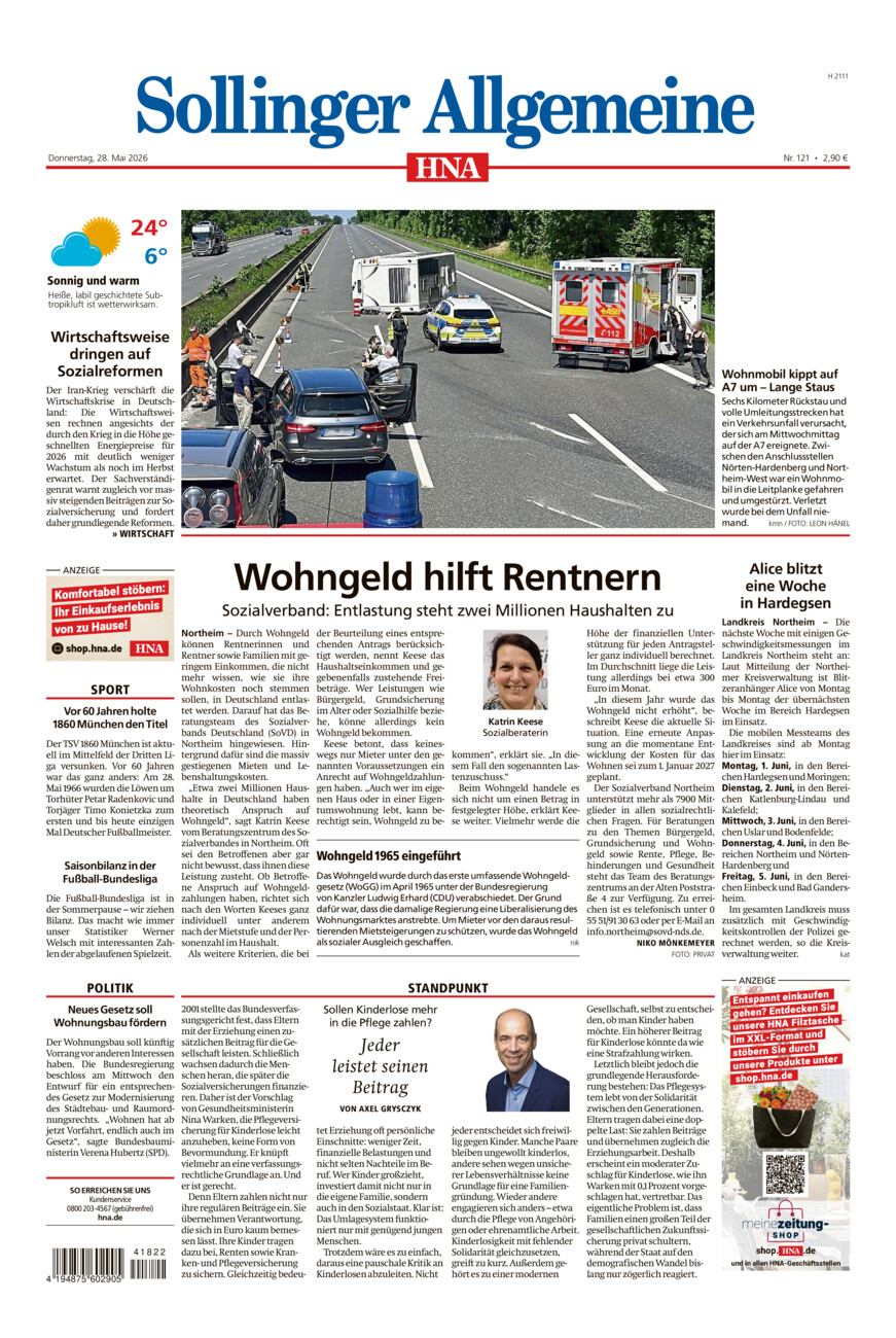 Sollinger Allgemeine vom Donnerstag, 28.05.2026