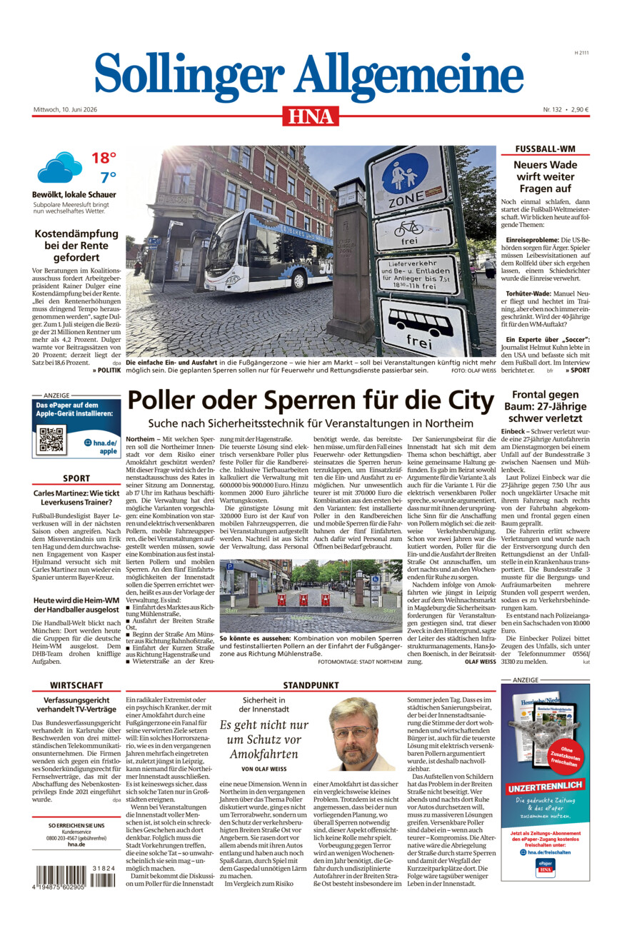 Sollinger Allgemeine vom Mittwoch, 10.06.2026