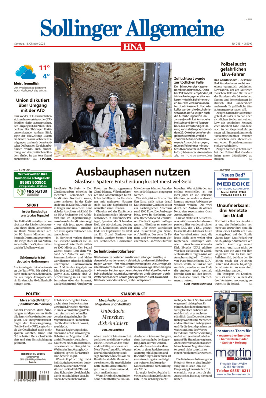 Sollinger Allgemeine vom Samstag, 18.10.2025
