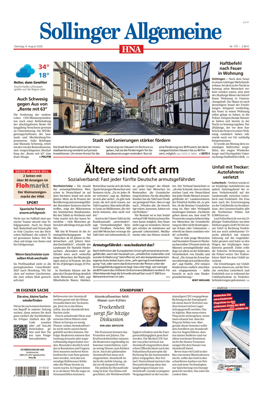 Sollinger Allgemeine vom Dienstag, 04.08.2026