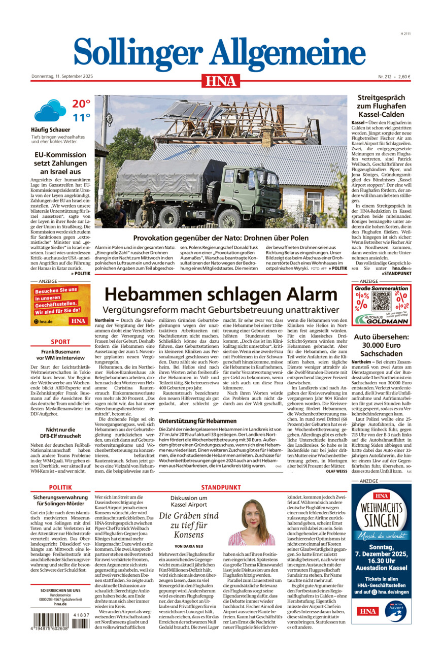 Sollinger Allgemeine vom Donnerstag, 11.09.2025