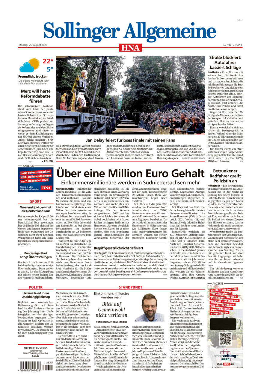 Sollinger Allgemeine vom Montag, 25.08.2025