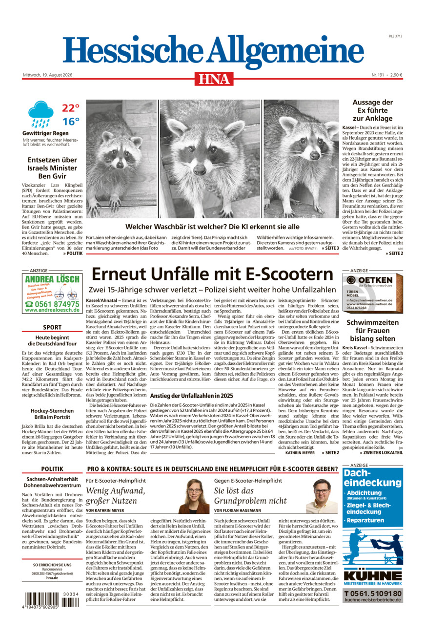 Hessische Allgemeine (Kassel-Süd) vom Mittwoch, 19.08.2026
