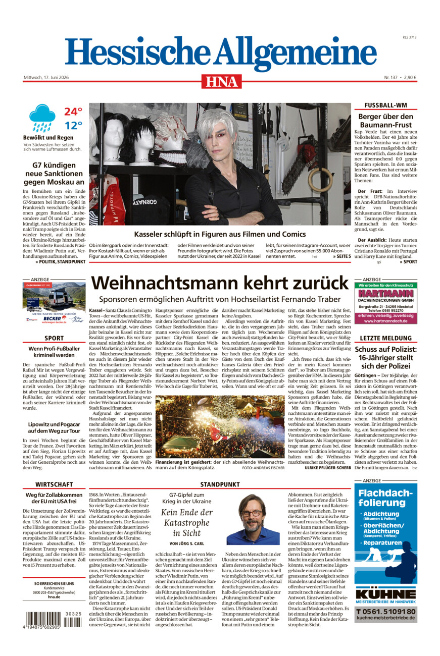 Hessische Allgemeine (Kassel-Süd) vom Mittwoch, 17.06.2026