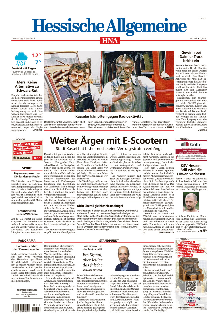 Hessische Allgemeine (Kassel-Süd) vom Donnerstag, 07.05.2026